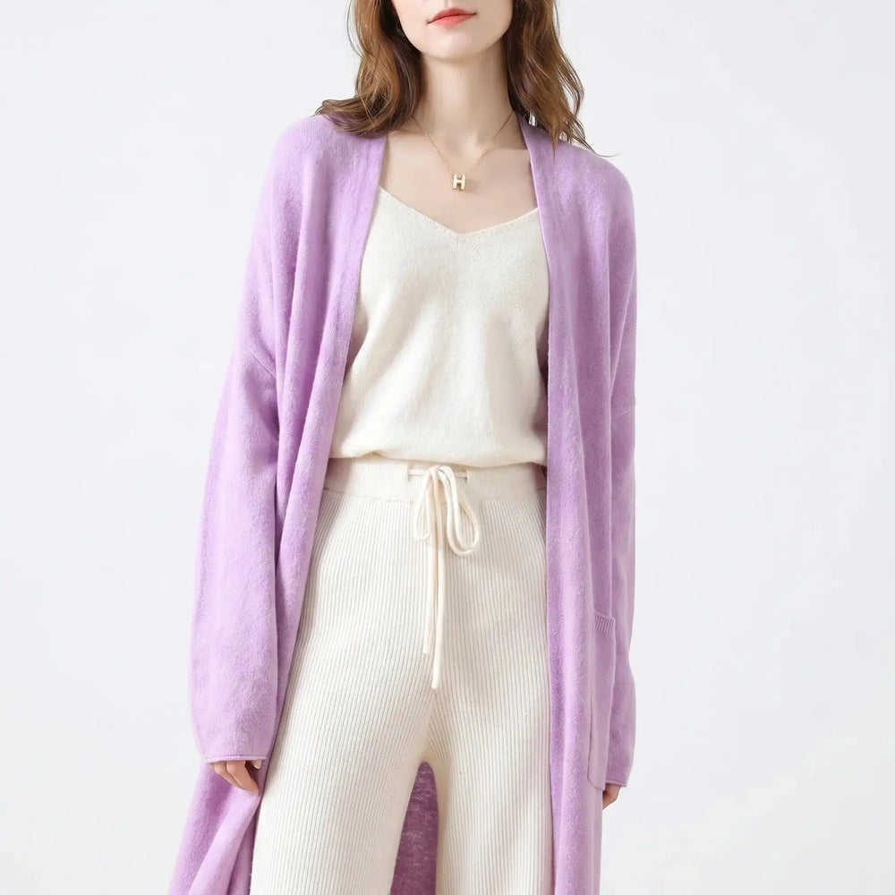 Womens Long Cardigan – Soft Knit Open Front Drape Oxford and Hill