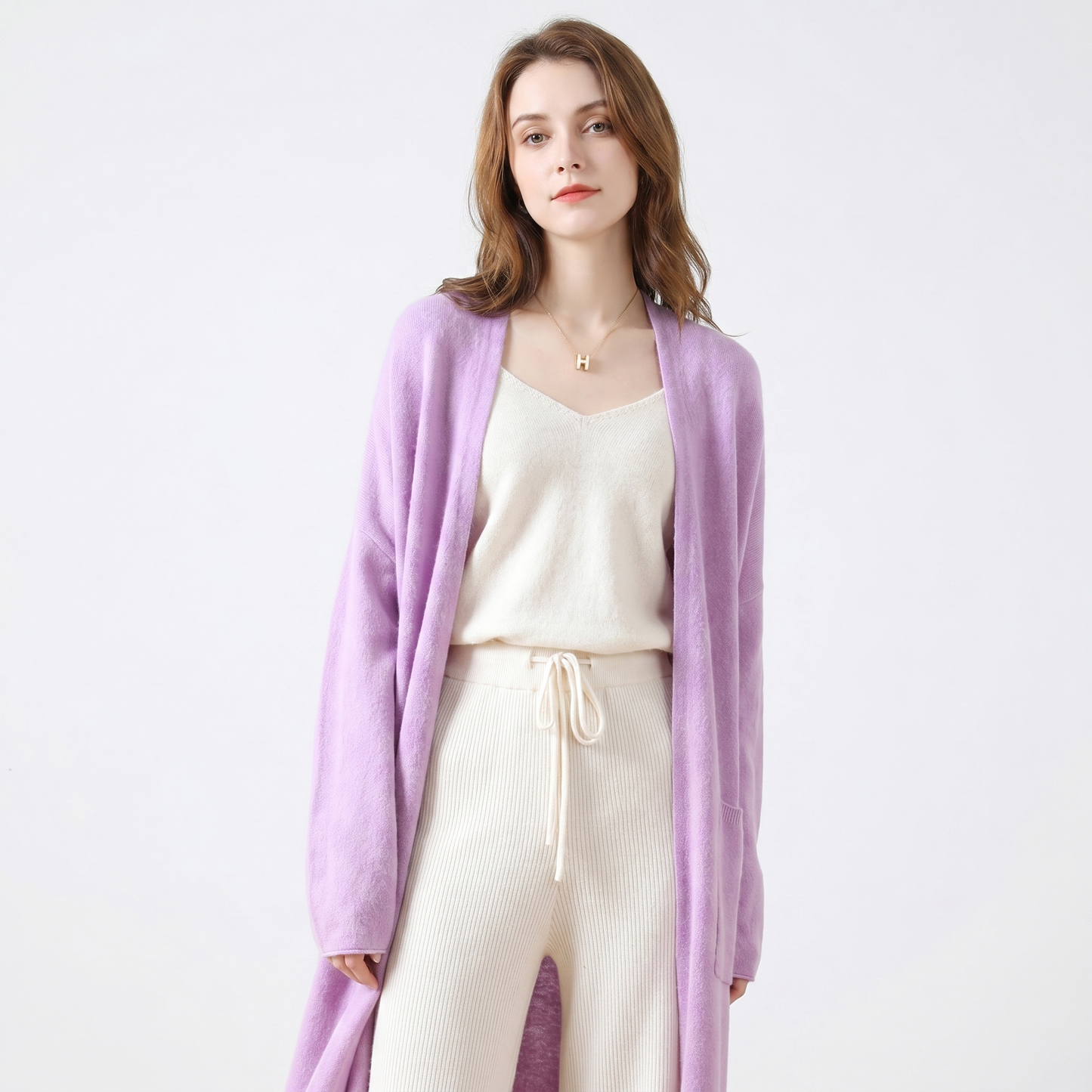 Womens Long Cardigan – Soft Knit Open Front Drape