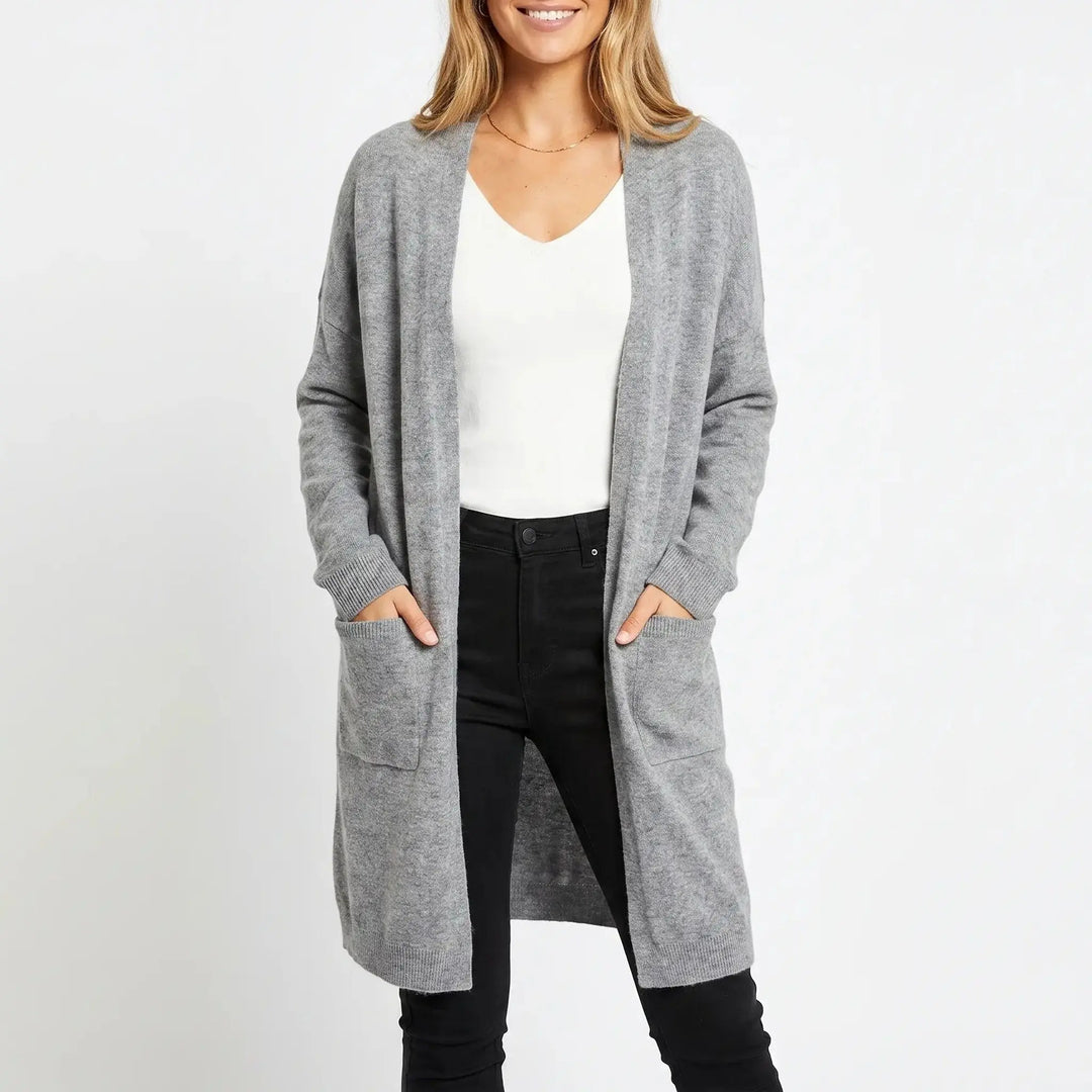 Womens Long Cardigan – Soft Knit Open Front Drape Oxford and Hill
