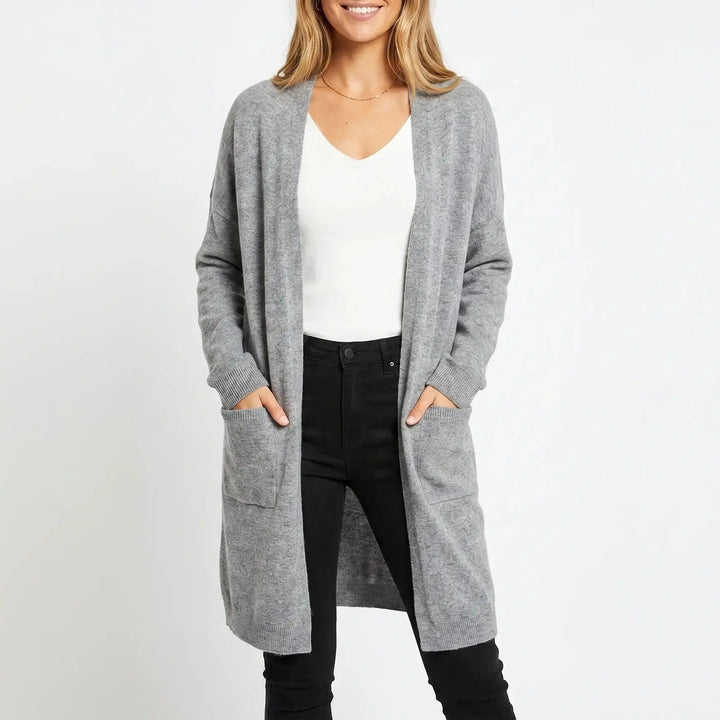 Womens Long Cardigan – Soft Knit Open Front Drape Oxford and Hill