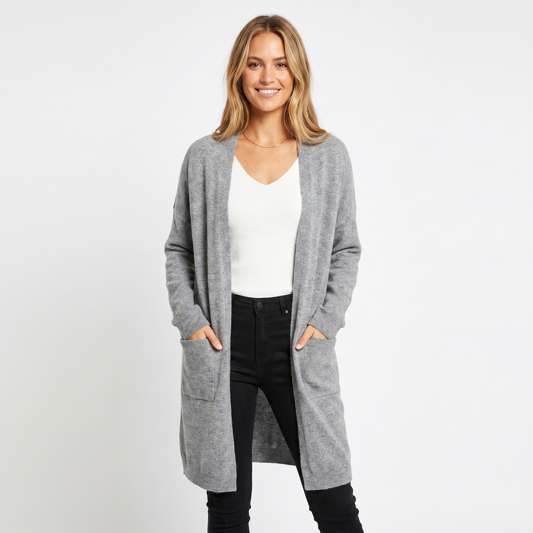 Womens Long Cardigan – Soft Knit Open Front Drape