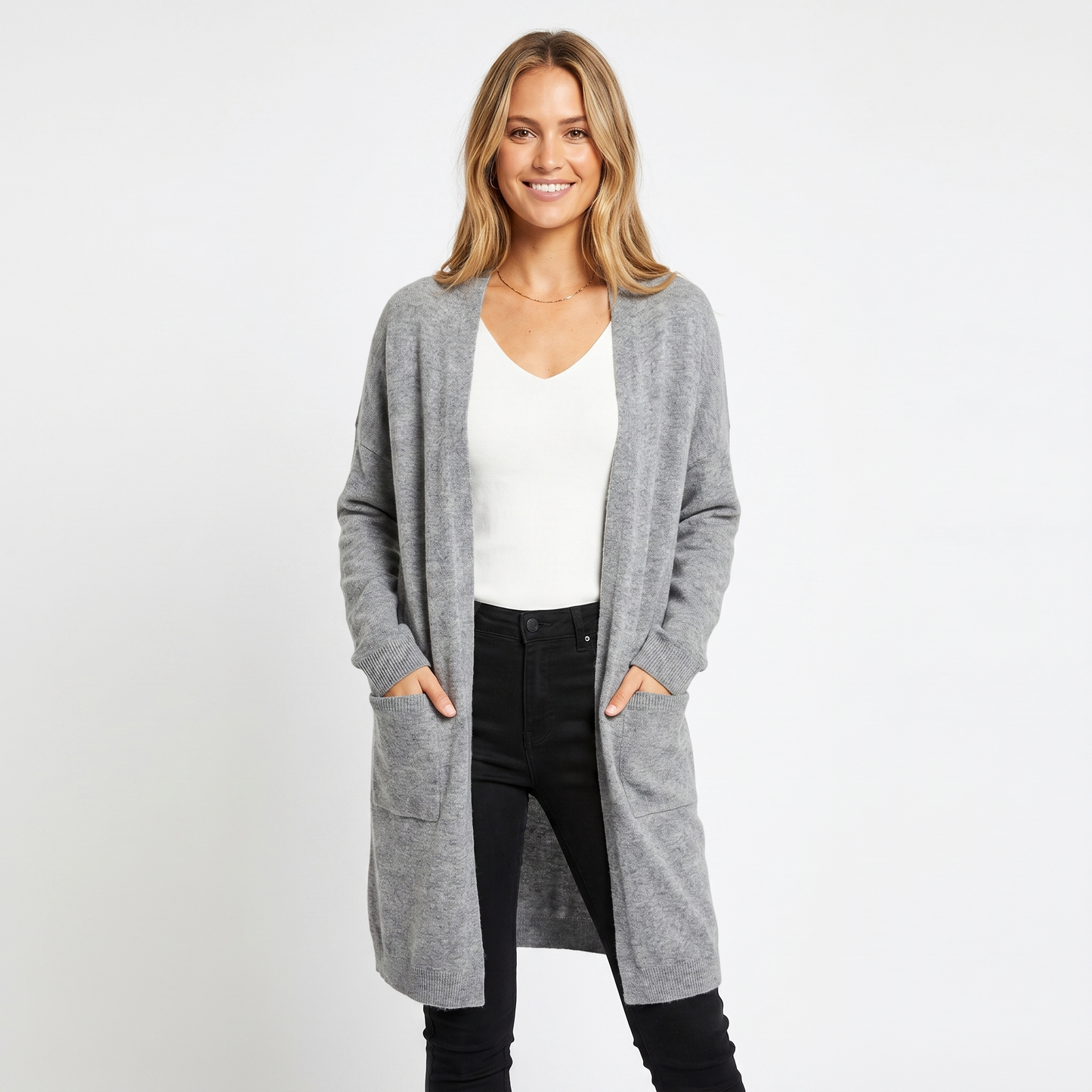Womens Long Cardigan – Soft Knit Open Front Drape