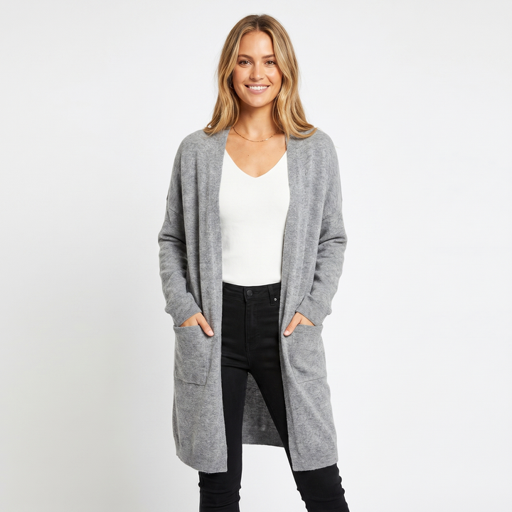 Womens Long Cardigan – Soft Knit Open Front Drape