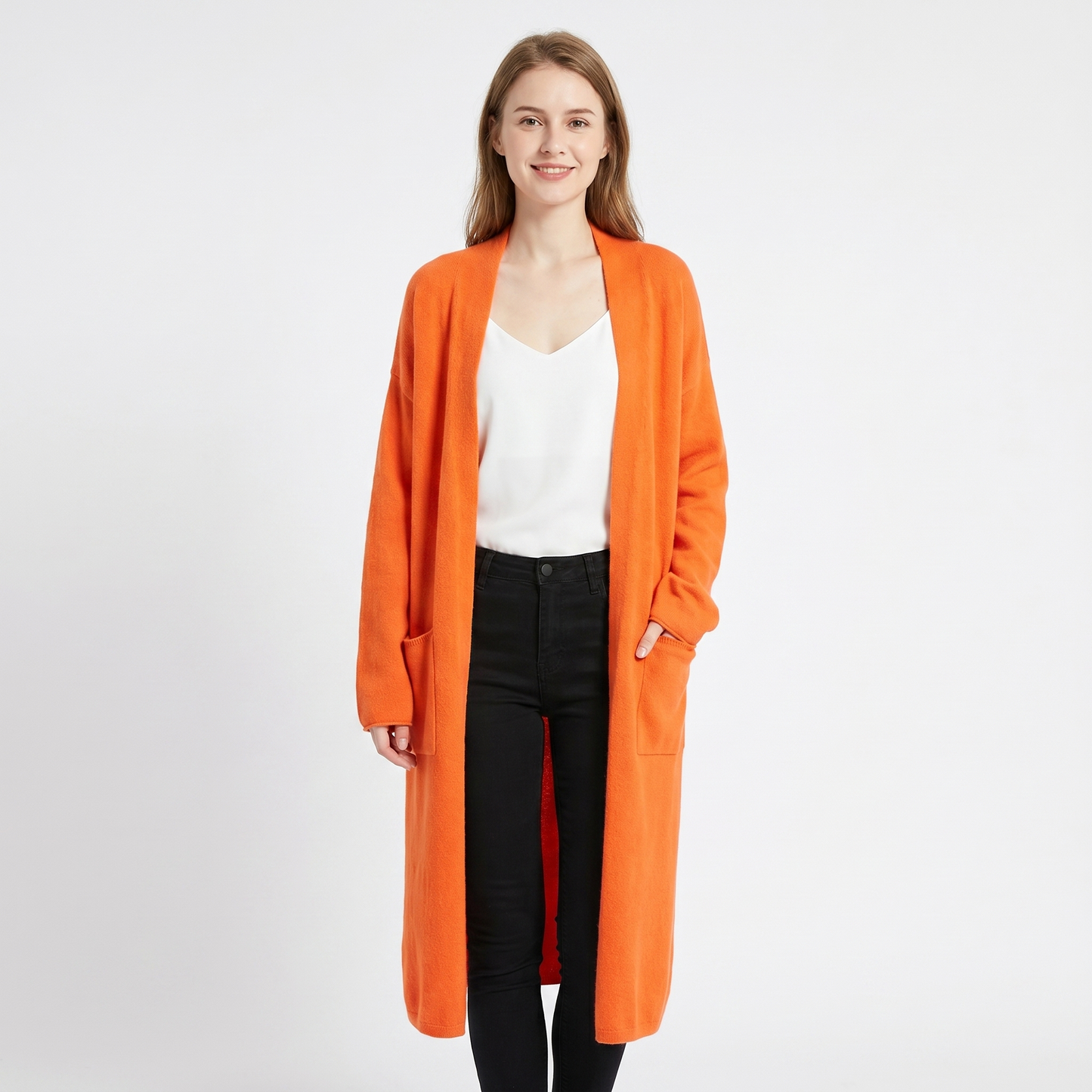 Womens Long Cardigan – Soft Knit Open Front Drape