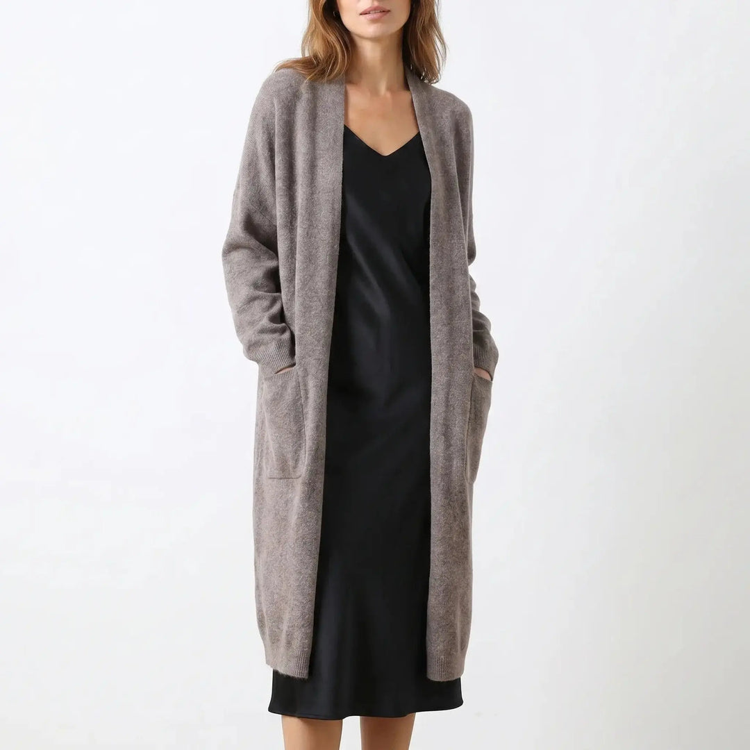 Womens Long Cardigan – Soft Knit Open Front Drape Oxford and Hill