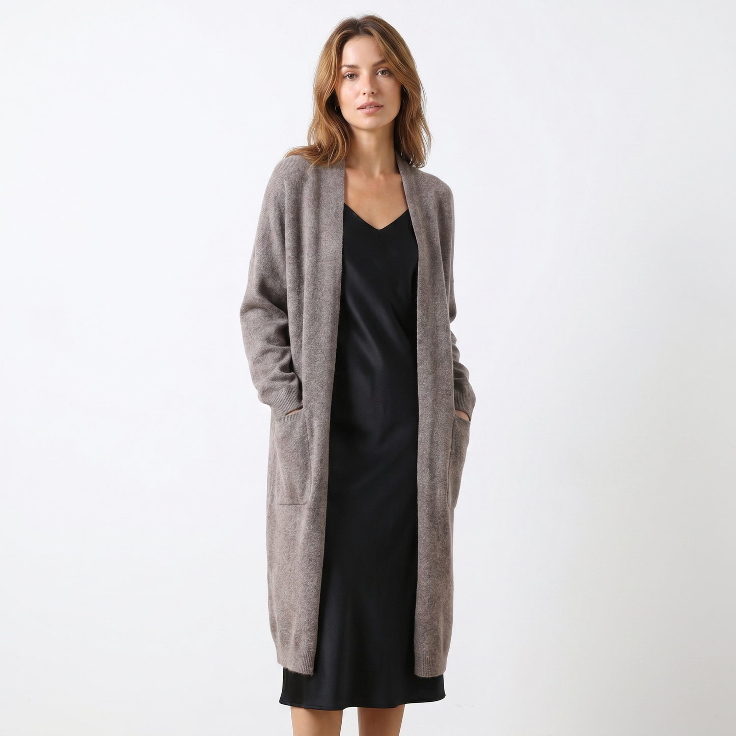 Womens Long Cardigan – Soft Knit Open Front Drape