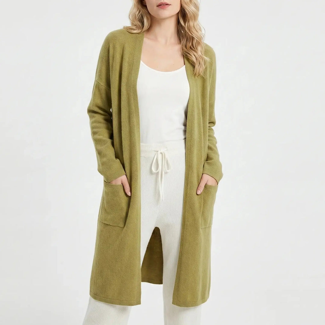 Womens Long Cardigan – Soft Knit Open Front Drape Oxford and Hill