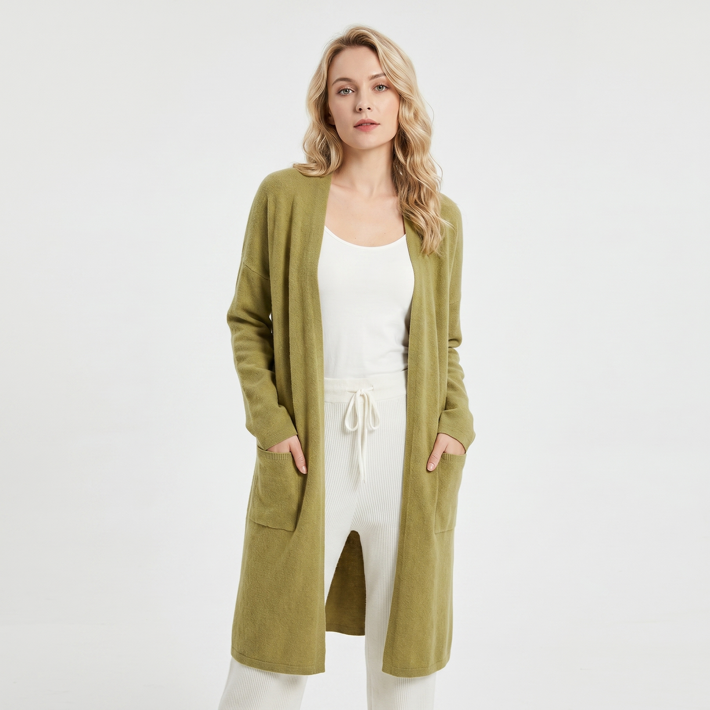 Womens Long Cardigan – Soft Knit Open Front Drape