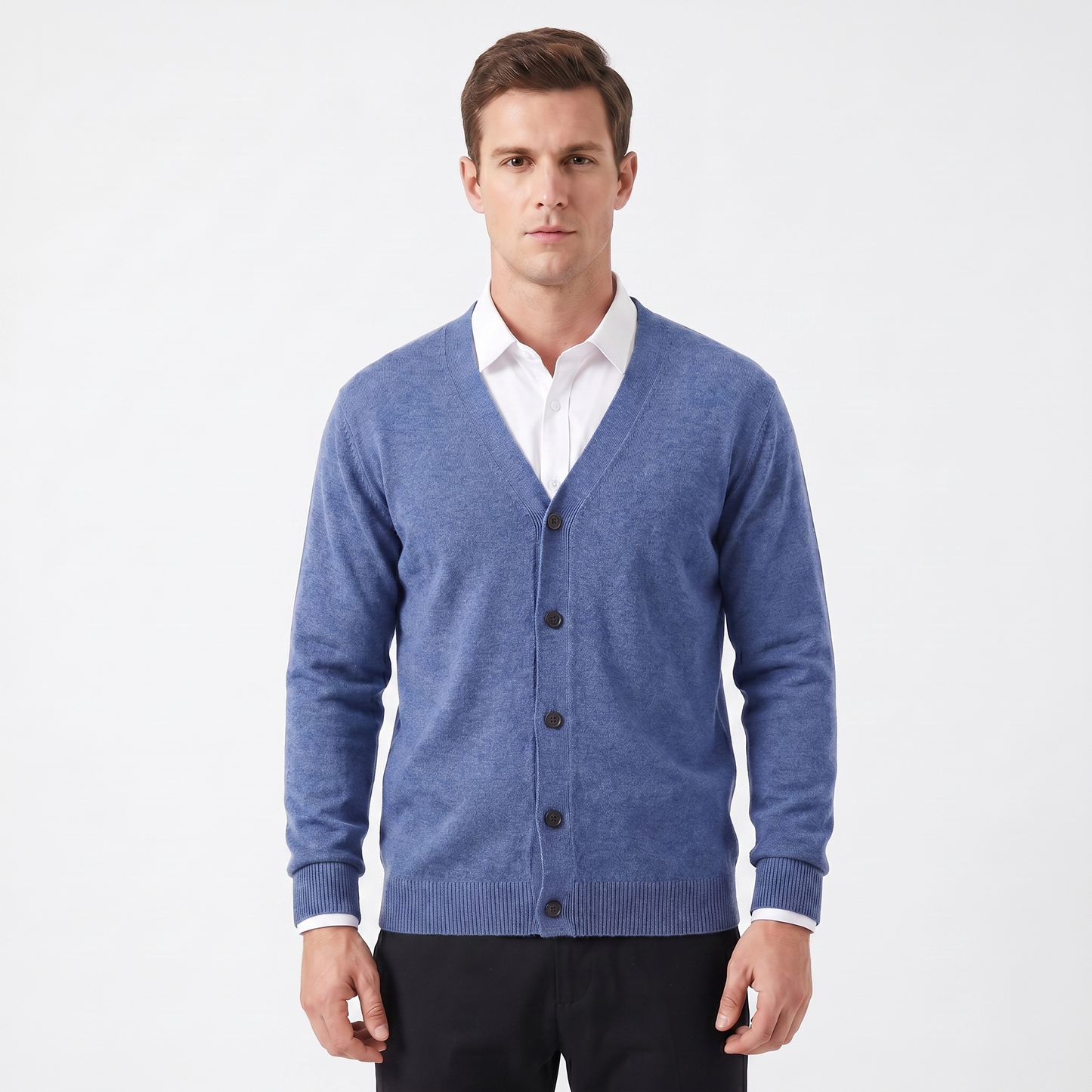 Men's Cardigan – V-Neck Button-Through Fine Knit