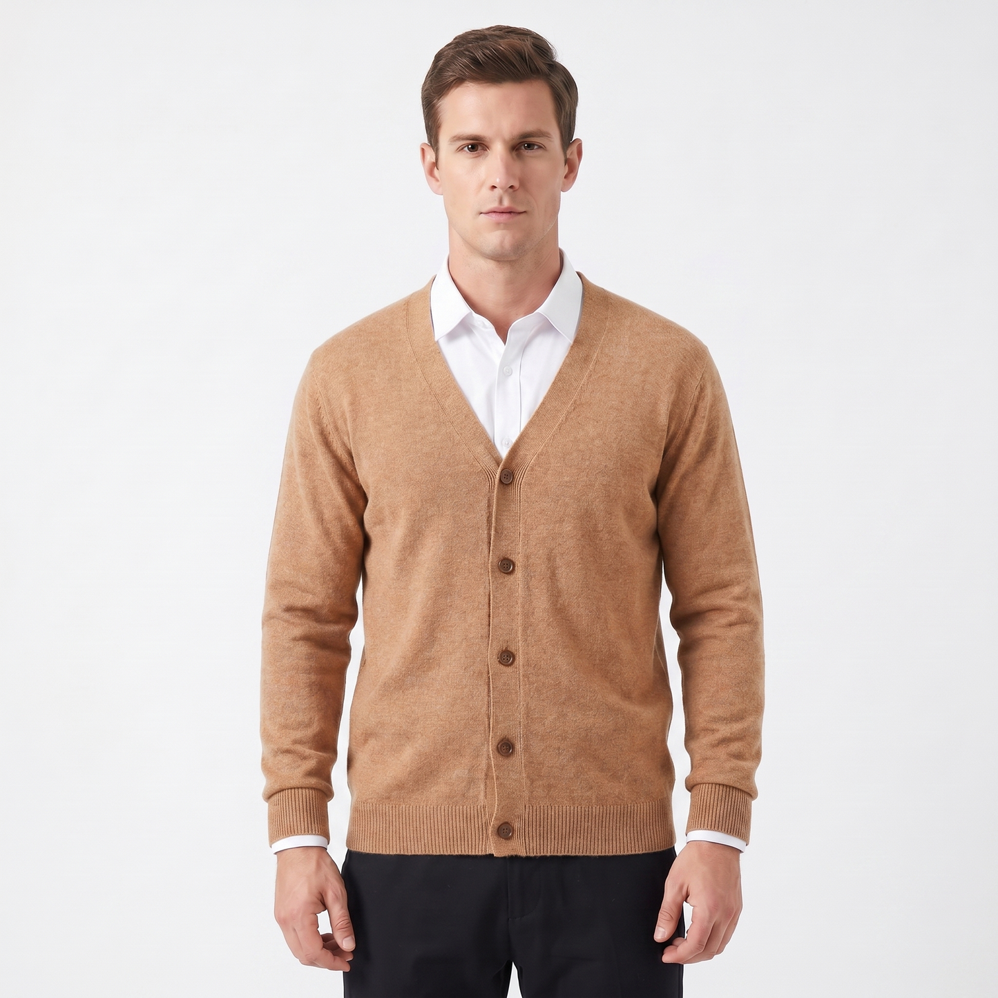 Men's Cardigan – V-Neck Button-Through Fine Knit