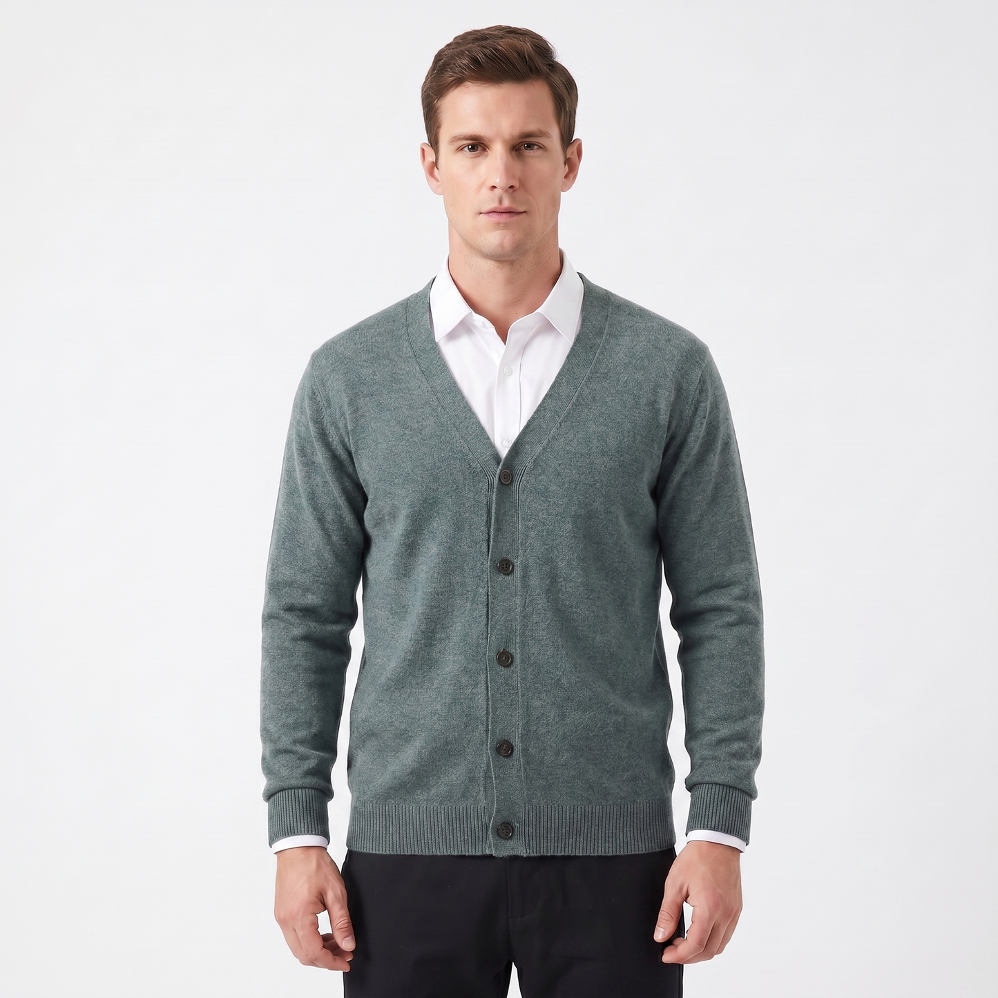 Men's Cardigan – V-Neck Button-Through Fine Knit