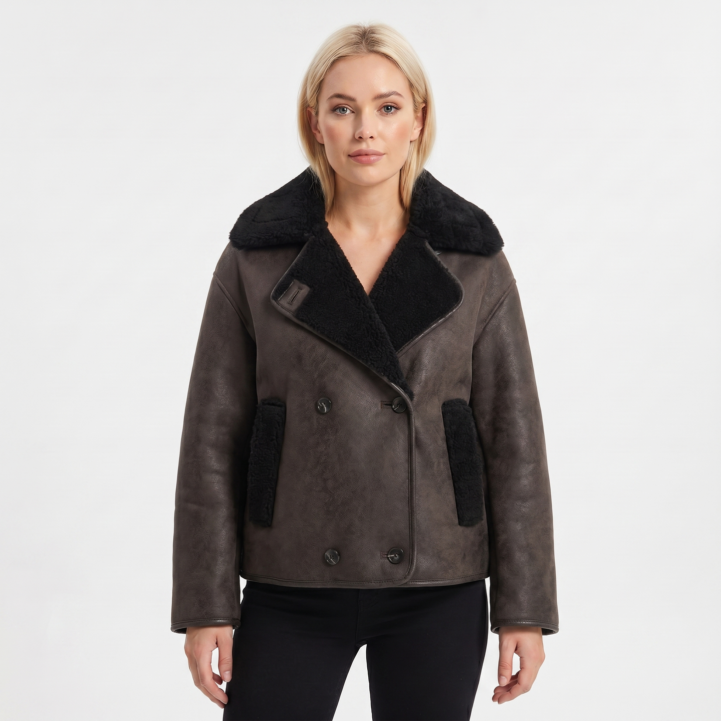Women's Suede Jacket – Shearling-Lined Aviator Biker Belted