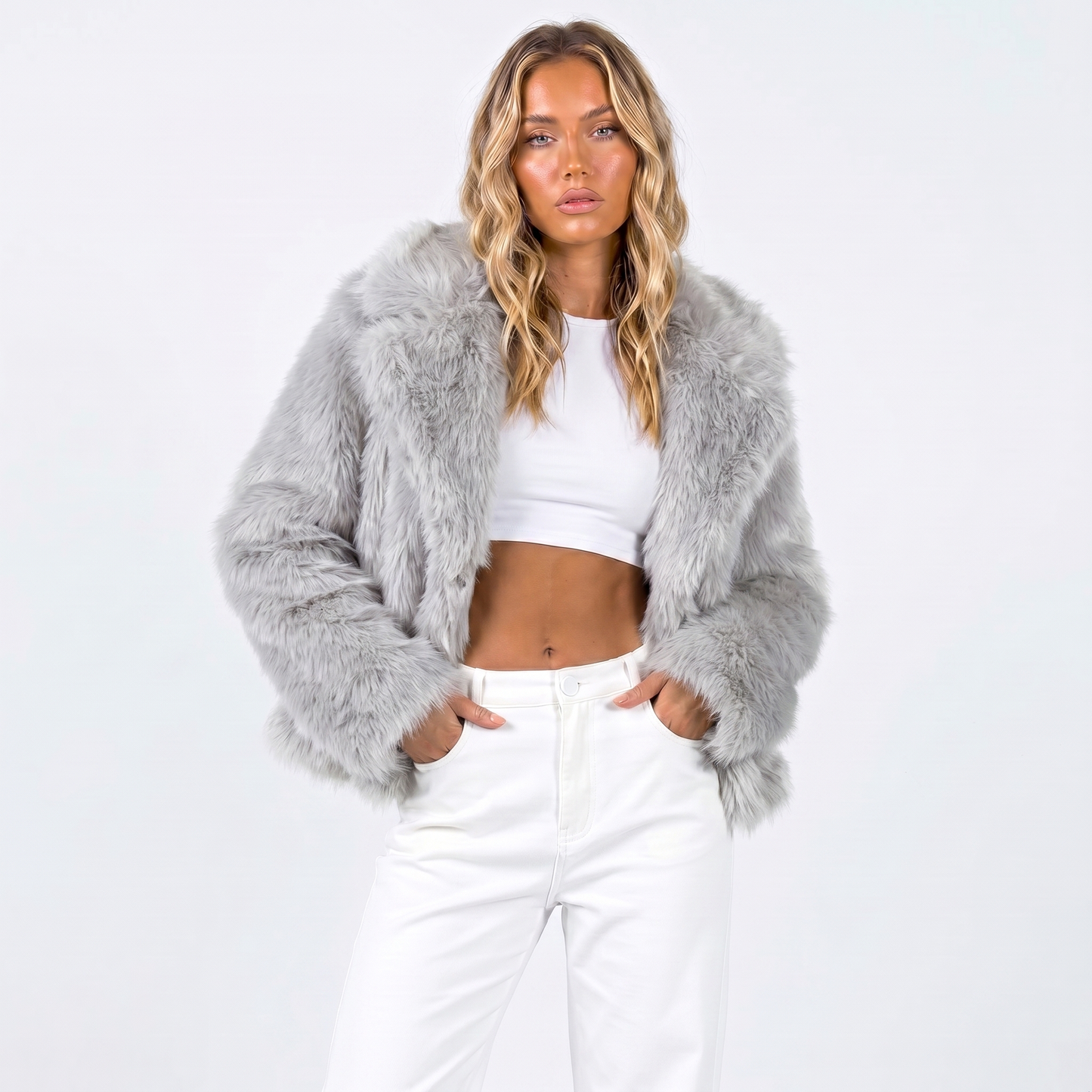 Women's Shaggy Faux Fur Coat Luxury Oversized Winter Jacket Wide Lapel