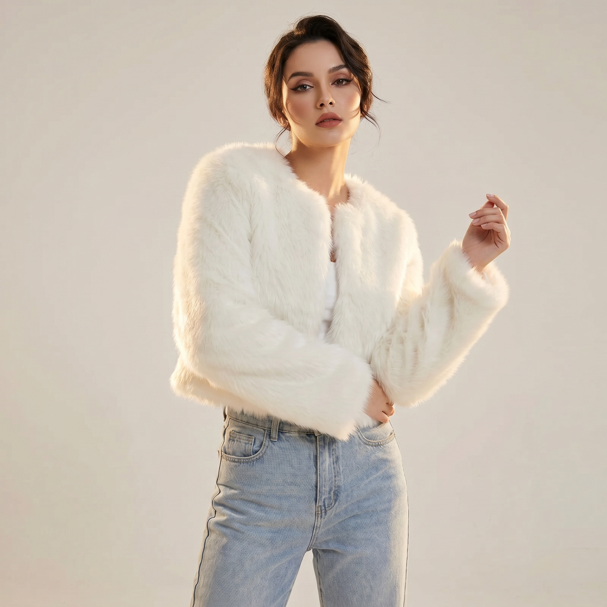 Women's Short Cardigan Fur Winter Coat