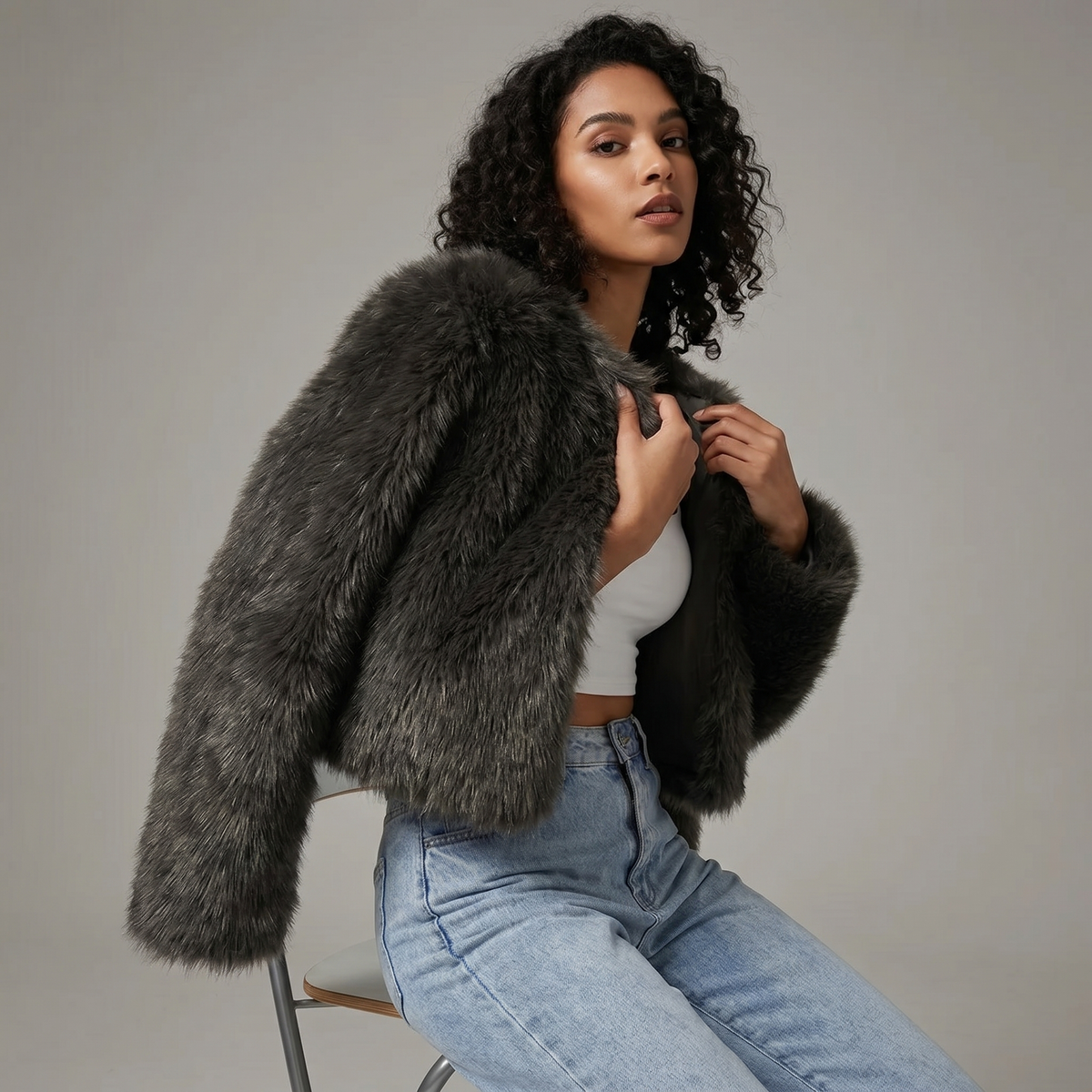 Women's Short Cardigan Fur Winter Coat