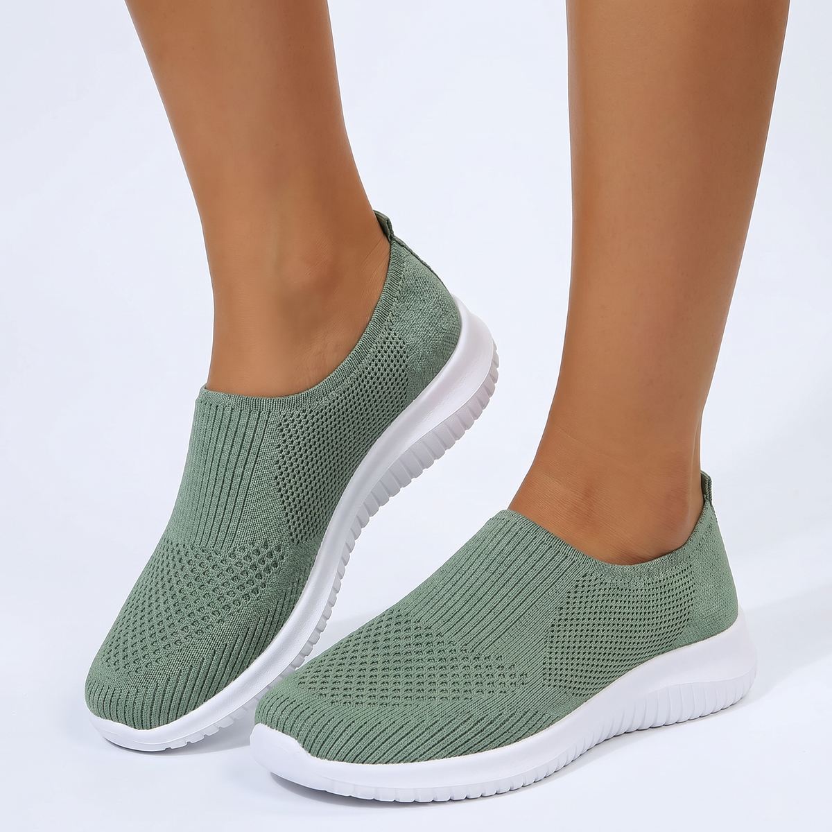 Women's Orthopaedic Slip-On Mesh Knit Sneakers Flat Sole Breathable Shoes