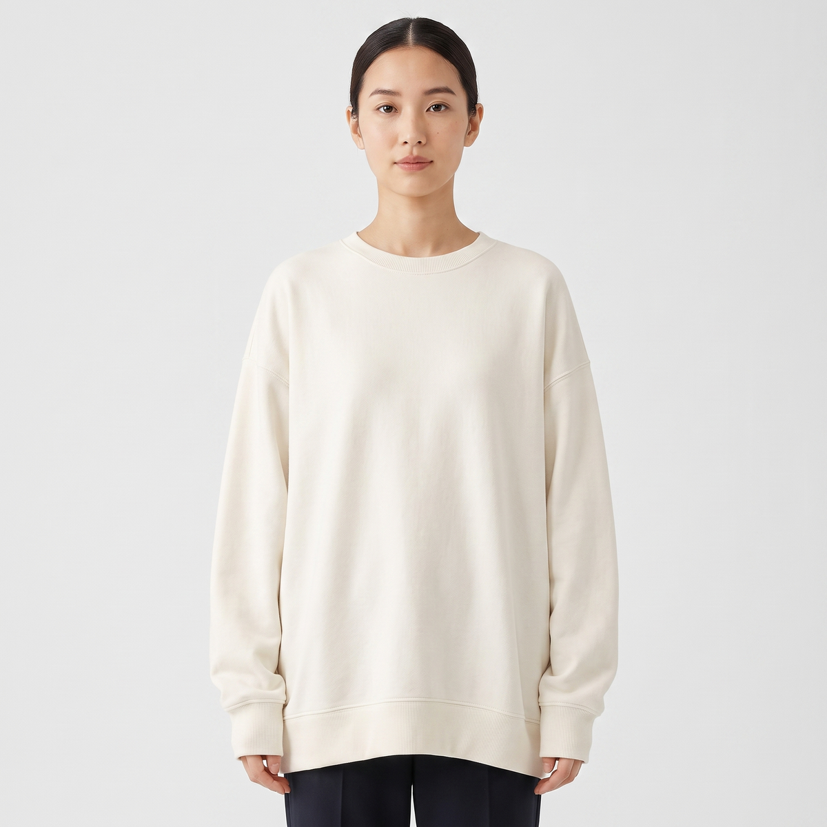 Women's Oversized Fleece Sweatshirt Crew-Neck Long-Sleeve Pullover Top