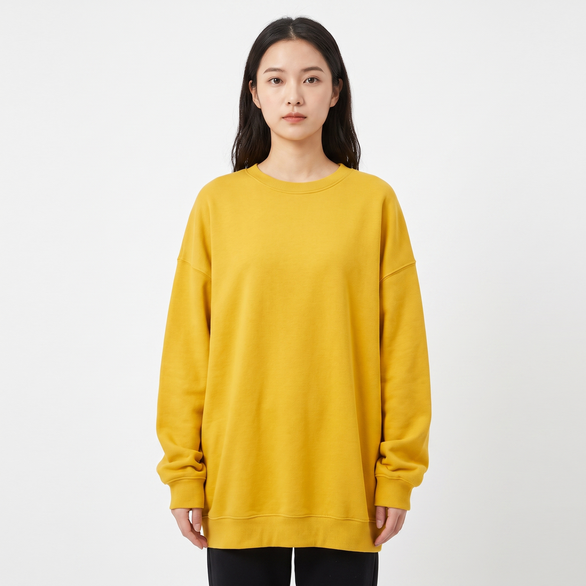 Women's Oversized Fleece Sweatshirt Crew-Neck Long-Sleeve Pullover Top