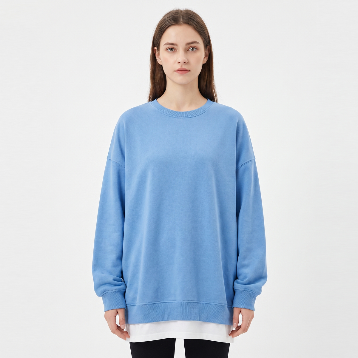 Women's Oversized Fleece Sweatshirt Crew-Neck Long-Sleeve Pullover Top