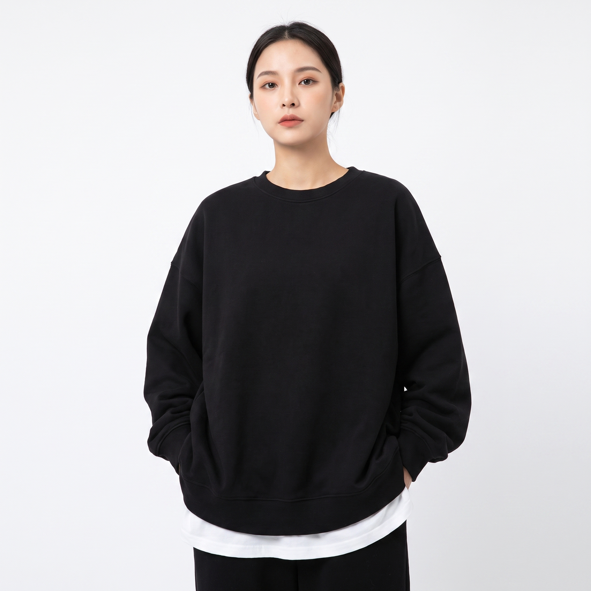 Women's Oversized Fleece Sweatshirt Crew-Neck Long-Sleeve Pullover Top