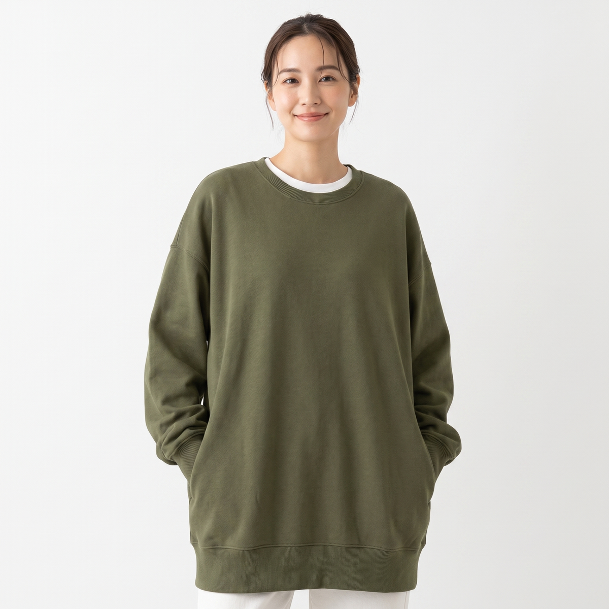 Women's Oversized Fleece Sweatshirt Crew-Neck Long-Sleeve Pullover Top