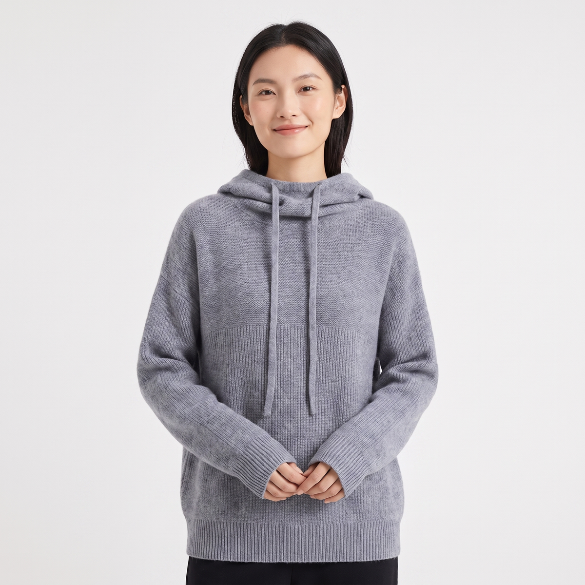 Women's Oversized Knit Hoodie Drawstring Hooded Pullover Winter Sweater