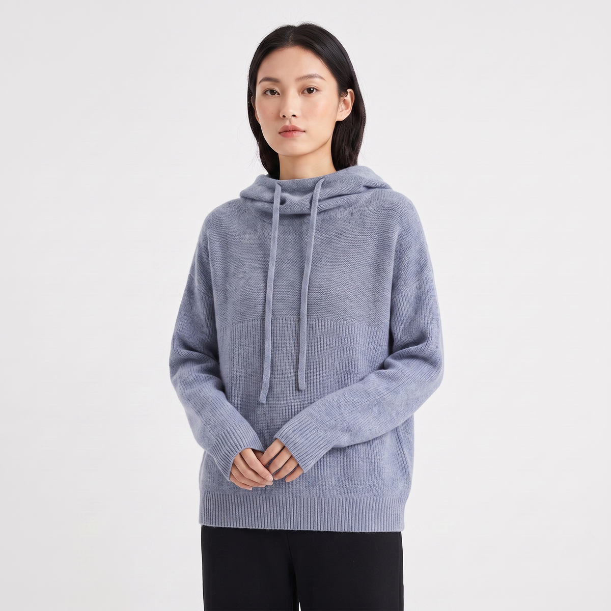 Women's Oversized Knit Hoodie Drawstring Hooded Pullover Winter Sweater