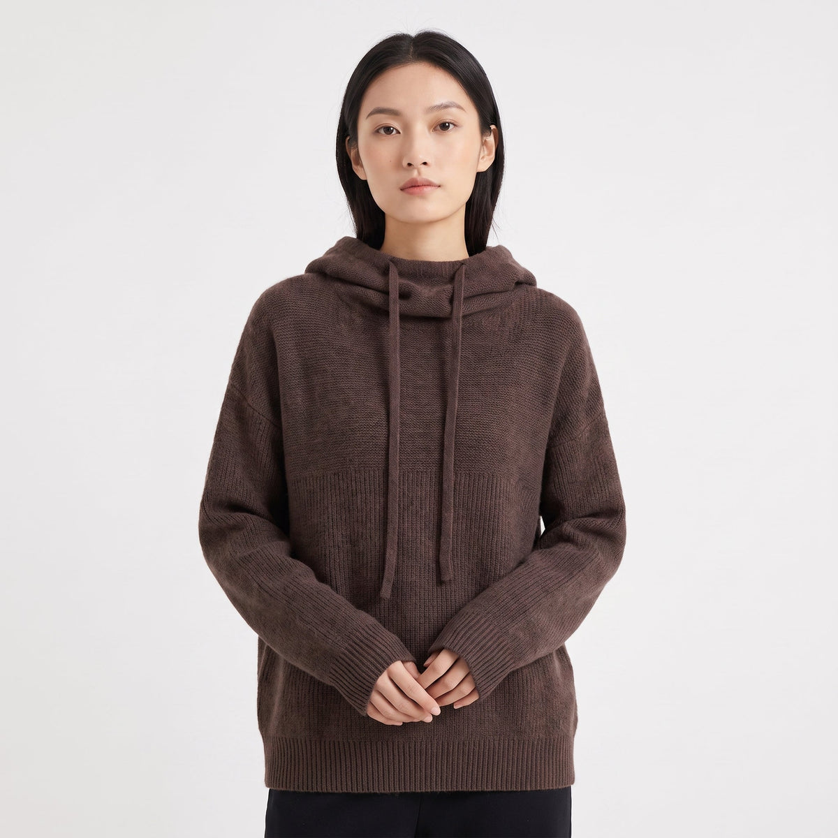 Women's Oversized Knit Hoodie Drawstring Hooded Pullover Winter Sweater