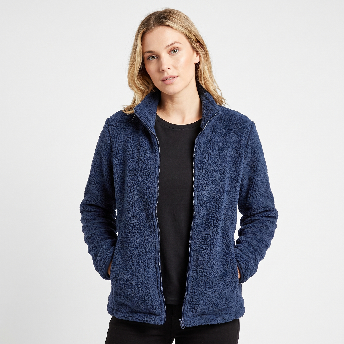 Women's Teddy Fleece Zip Up Jacket Stand Collar Fluffy Sherpa Casual Winter Coat