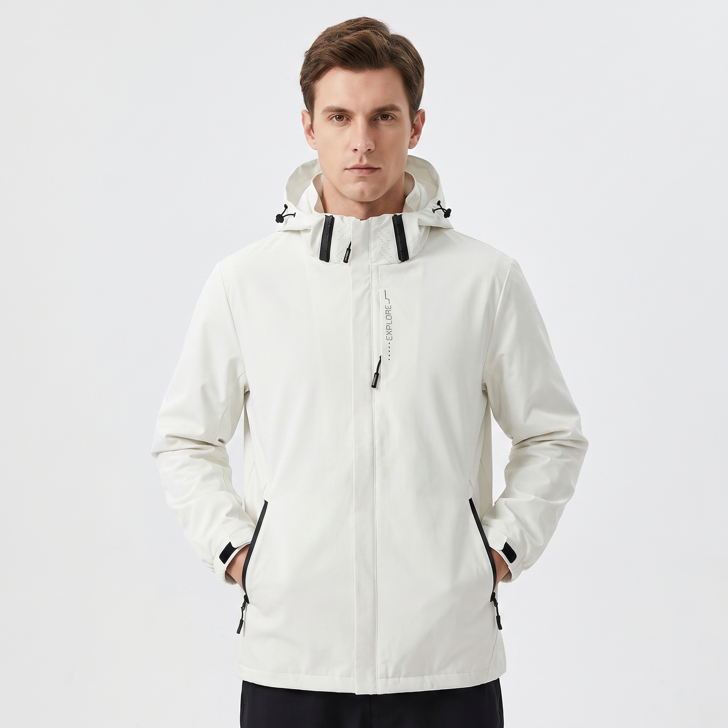 Unisex Waterproof Hooded Outdoor Jacket Windproof Zip Up Hiking Rain Shell Coat