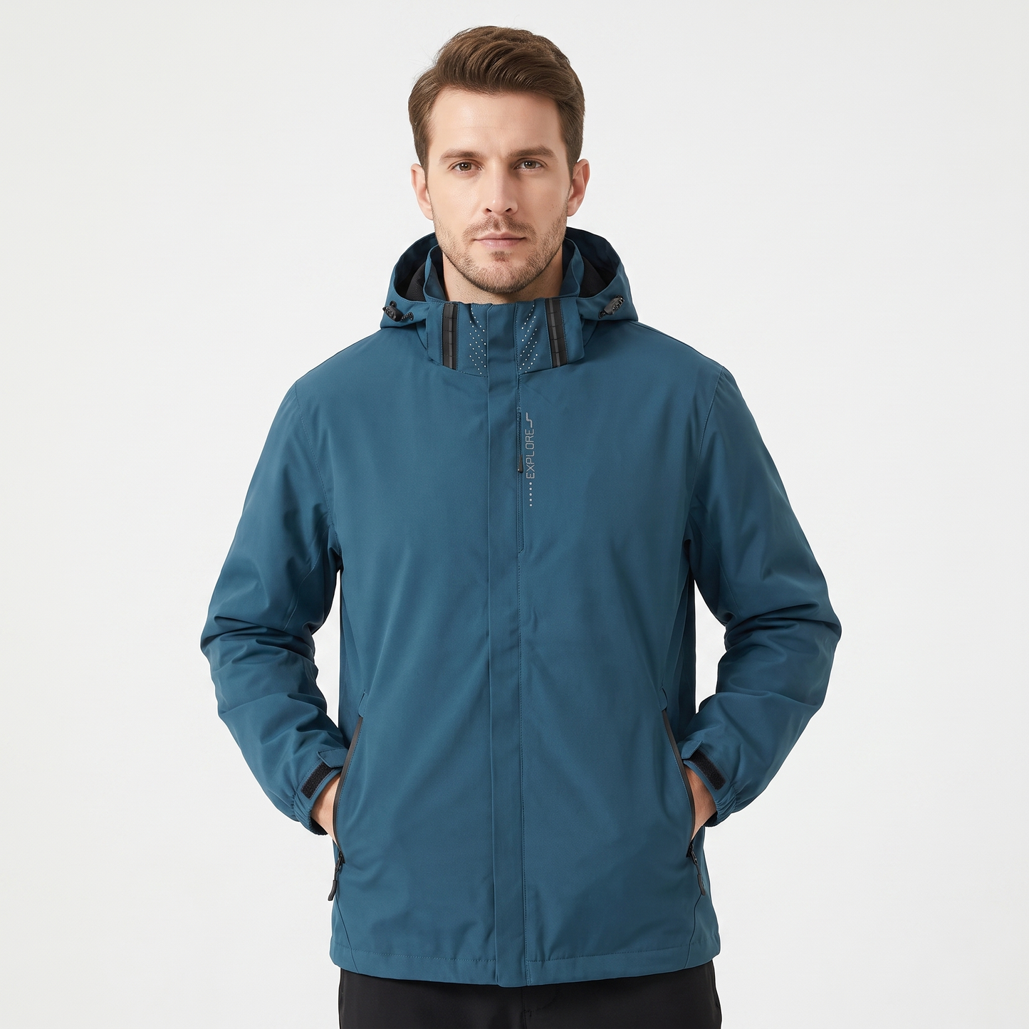 Unisex Waterproof Hooded Outdoor Jacket Windproof Zip Up Hiking Rain Shell Coat