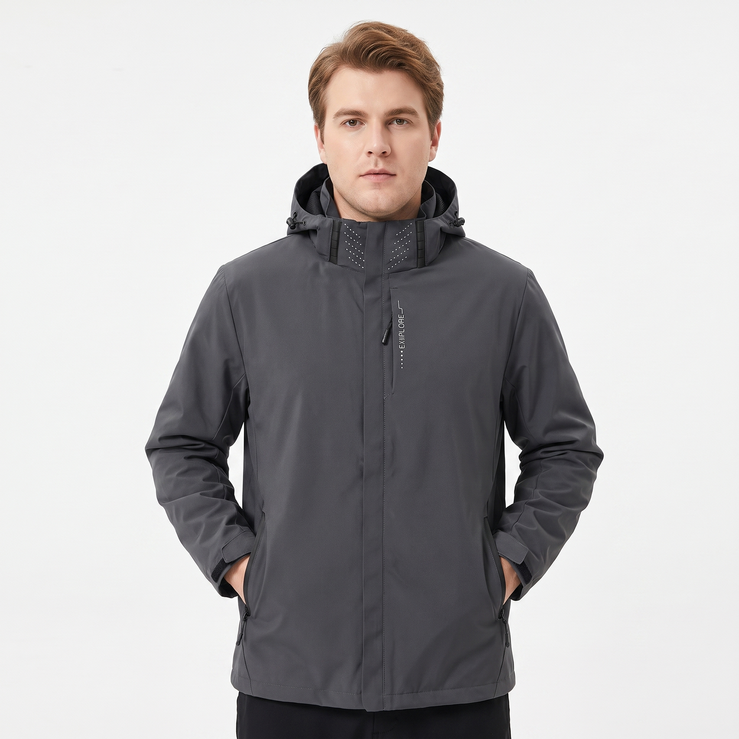 Unisex Waterproof Hooded Outdoor Jacket Windproof Zip Up Hiking Rain Shell Coat