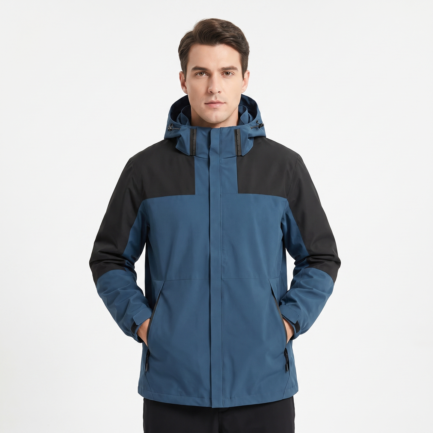Unisex Waterproof Hooded Outdoor Jacket Windproof Zip Up Hiking Rain Shell Coat