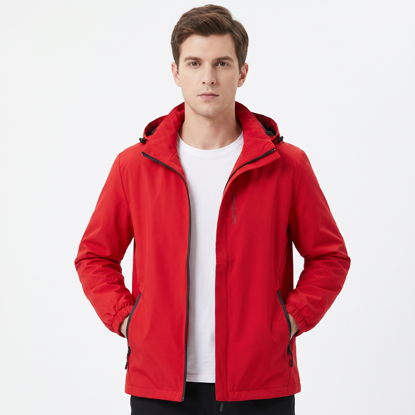 Unisex Waterproof Hooded Outdoor Jacket Windproof Zip Up Hiking Rain Shell Coat