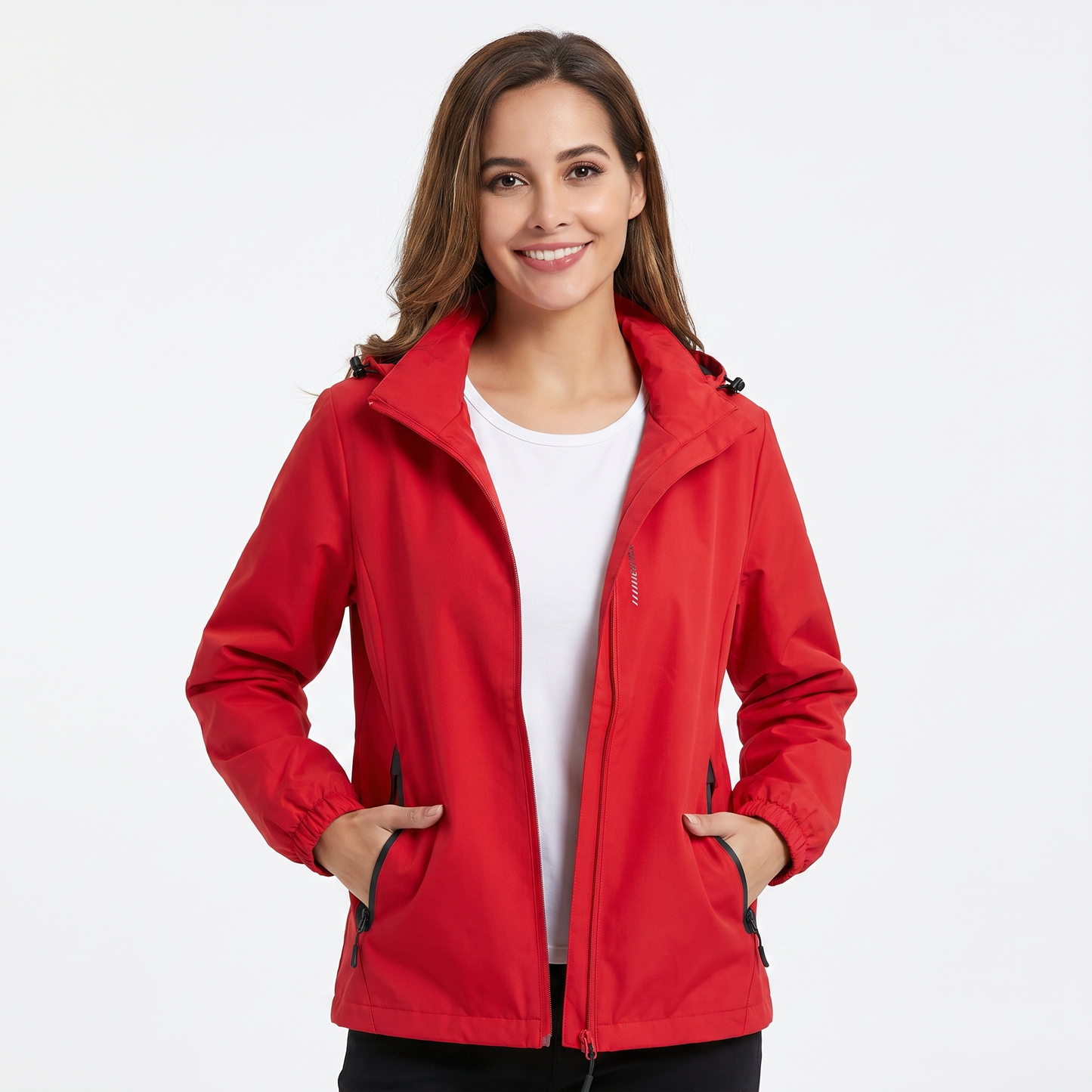 Unisex Waterproof Hooded Outdoor Jacket Windproof Zip Up Hiking Rain Shell Coat