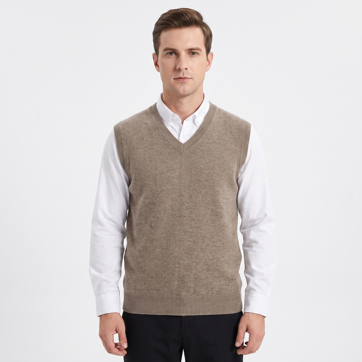 Men's Sleeveless V-Neck Sweater Winter Vest Knit Wool Pullover