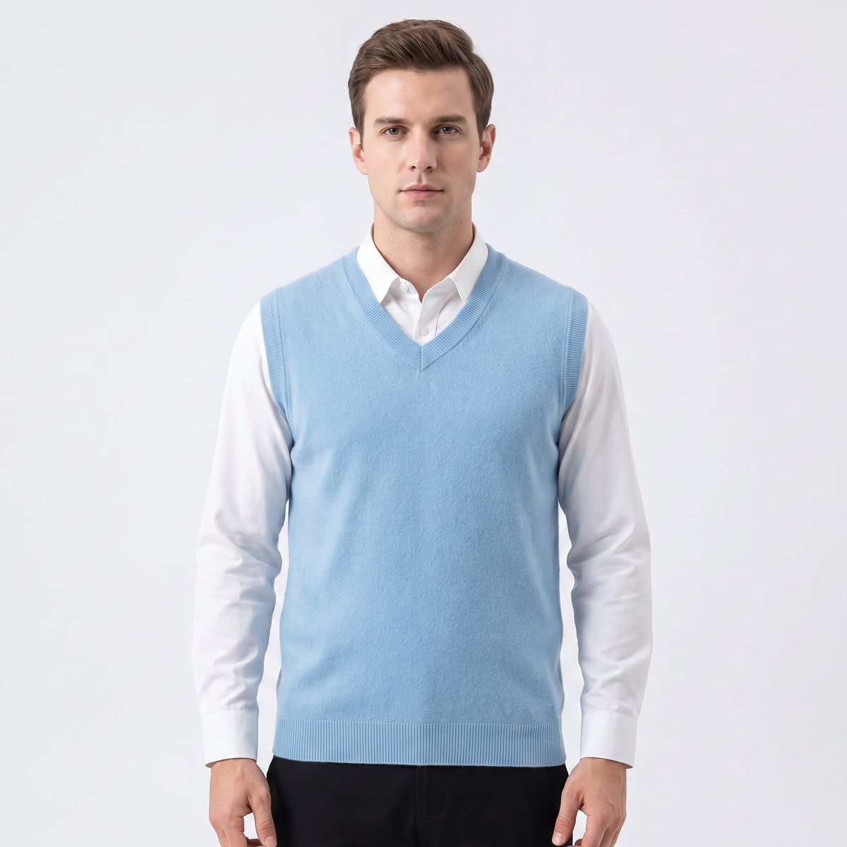 Men's Sleeveless V-Neck Sweater Winter Vest Knit Wool Pullover