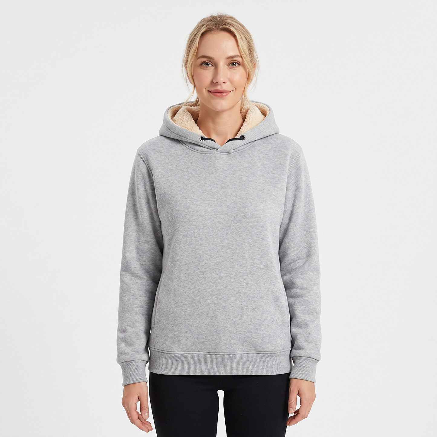 Unisex Fleece Lined Hoodie Thick Lambswool Warm Pullover