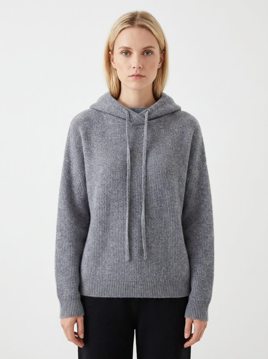 Women's Knit Hoodie Winter Sweater Drawstring Cowl-Neck Oversized