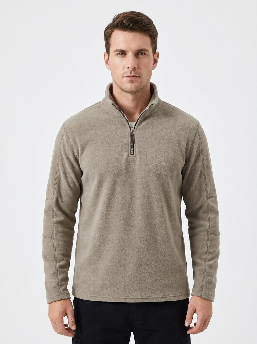 Men's Fleece Pullover Quarter-Zip Mock-Neck Winter Sweater