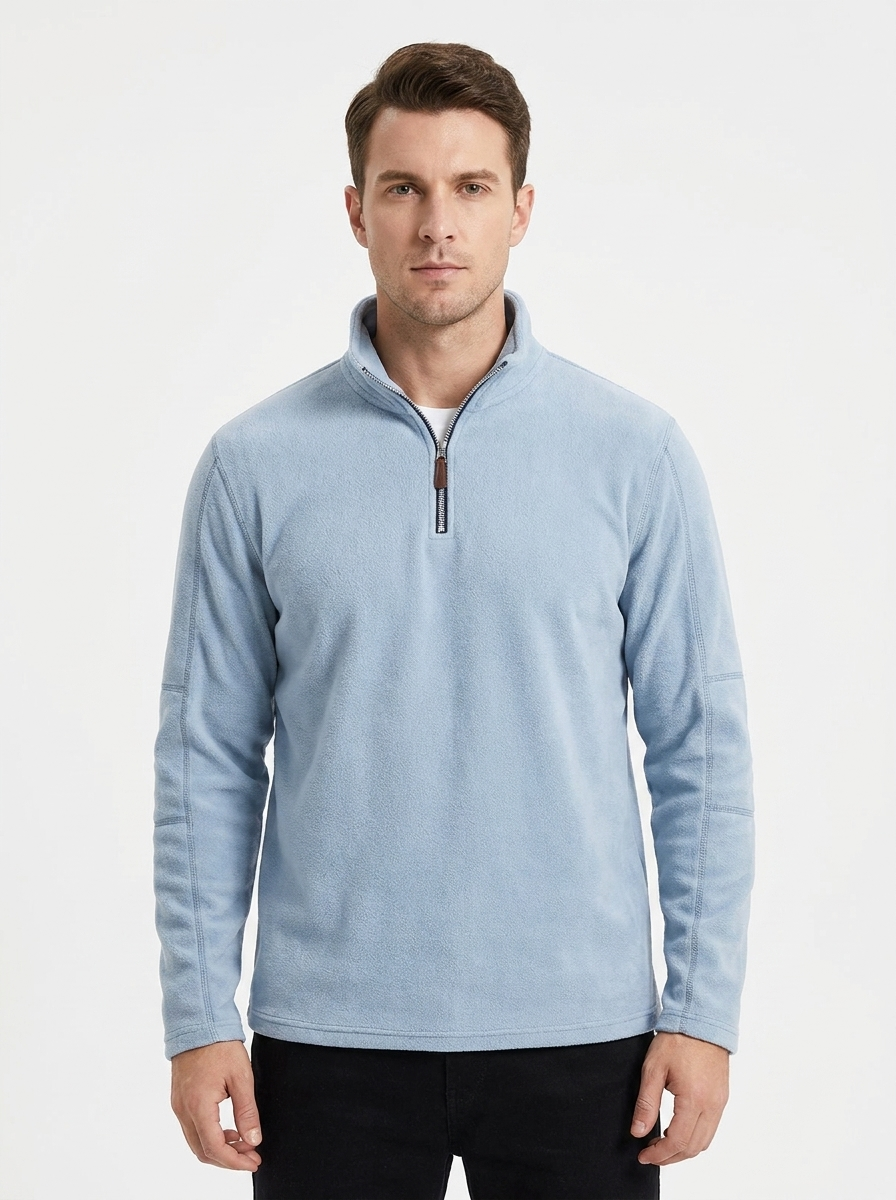 Men's Fleece Pullover Quarter-Zip Mock-Neck Winter Sweater