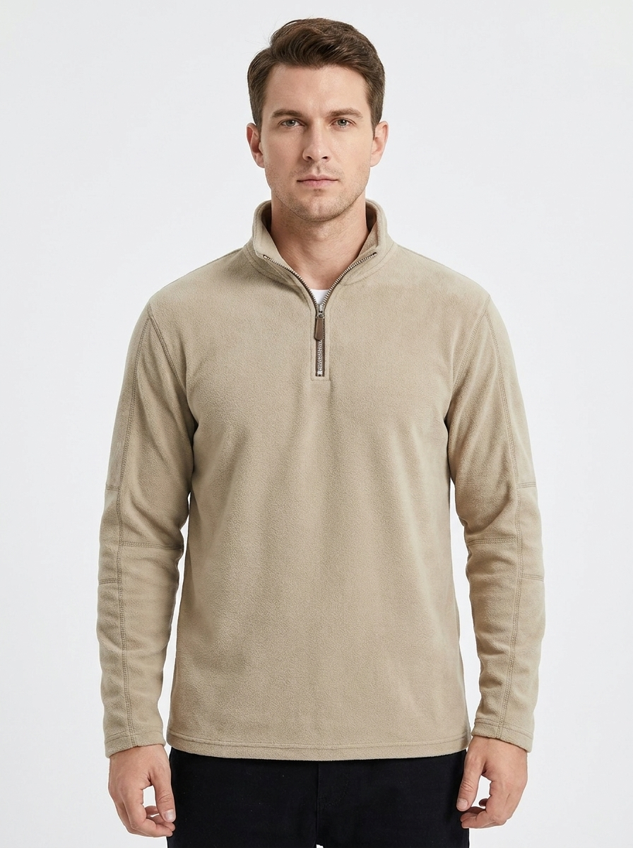 Men's Fleece Pullover Quarter-Zip Mock-Neck Winter Sweater