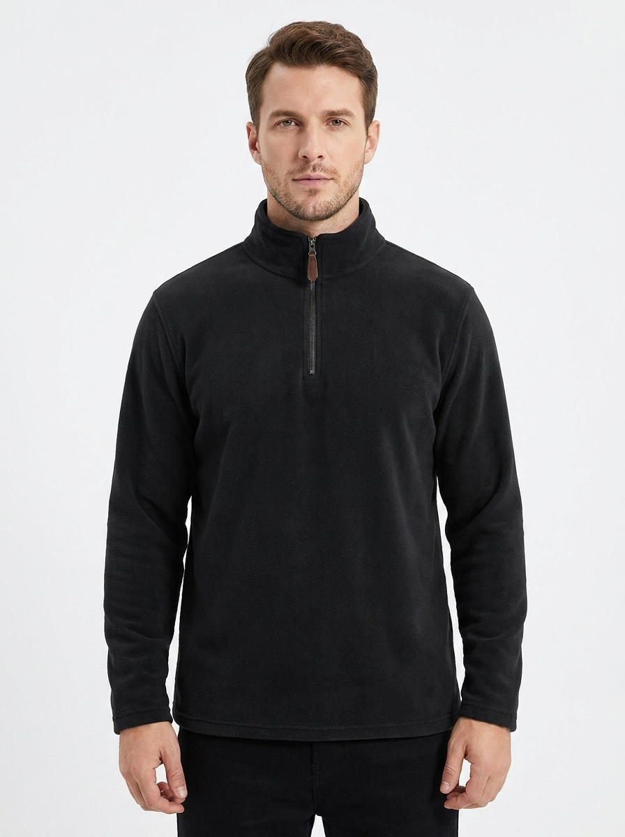 Men's Fleece Pullover Quarter-Zip Mock-Neck Winter Sweater