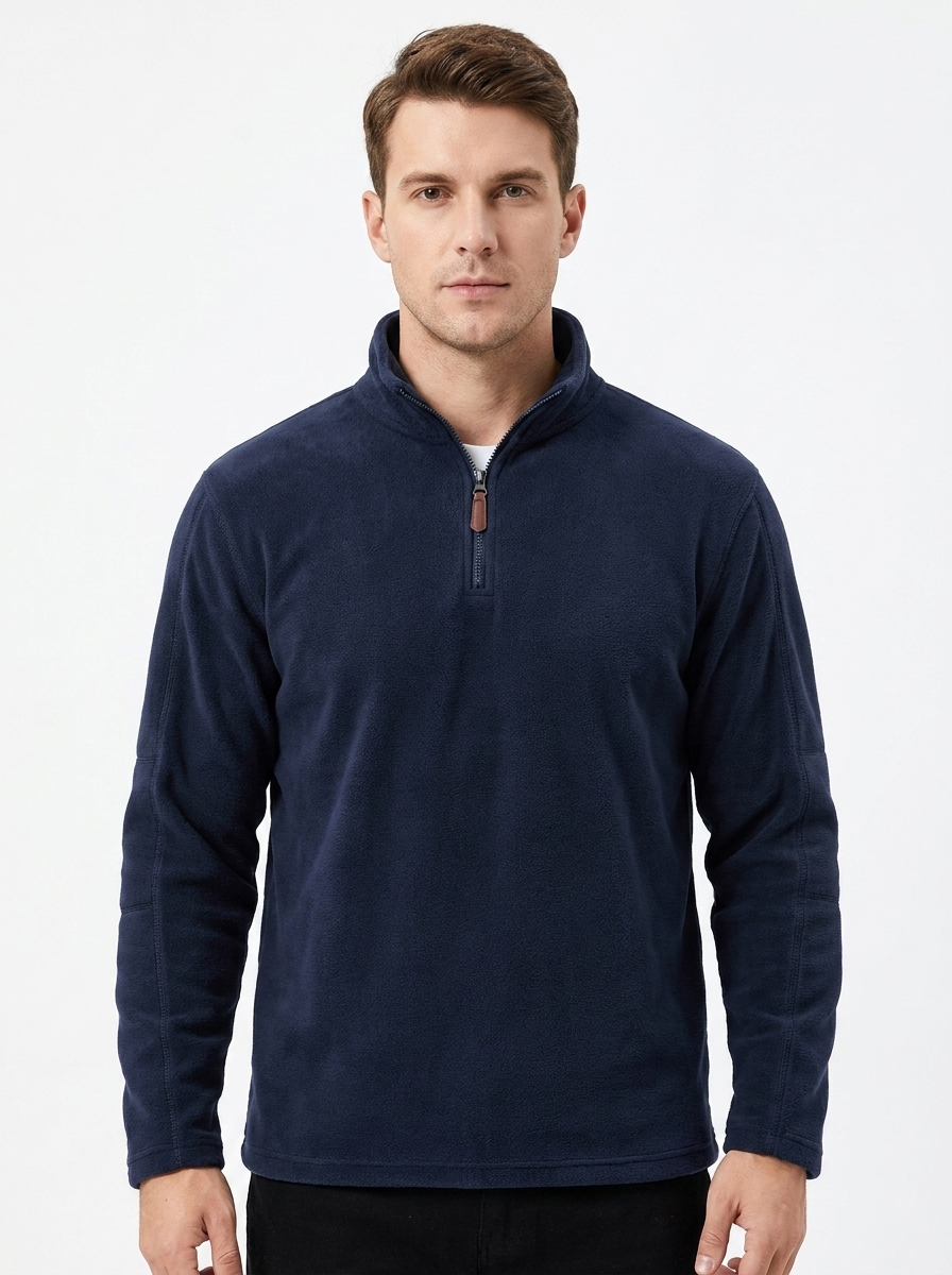 Men's Fleece Pullover Quarter-Zip Mock-Neck Winter Sweater