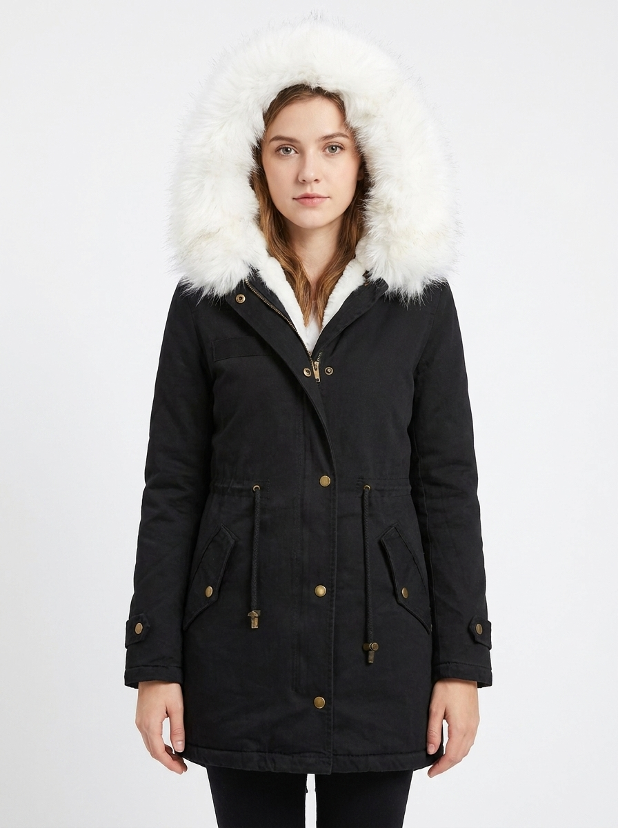 Women's Faux-Fur Hooded Parka Fleece-Lined Winter Coat