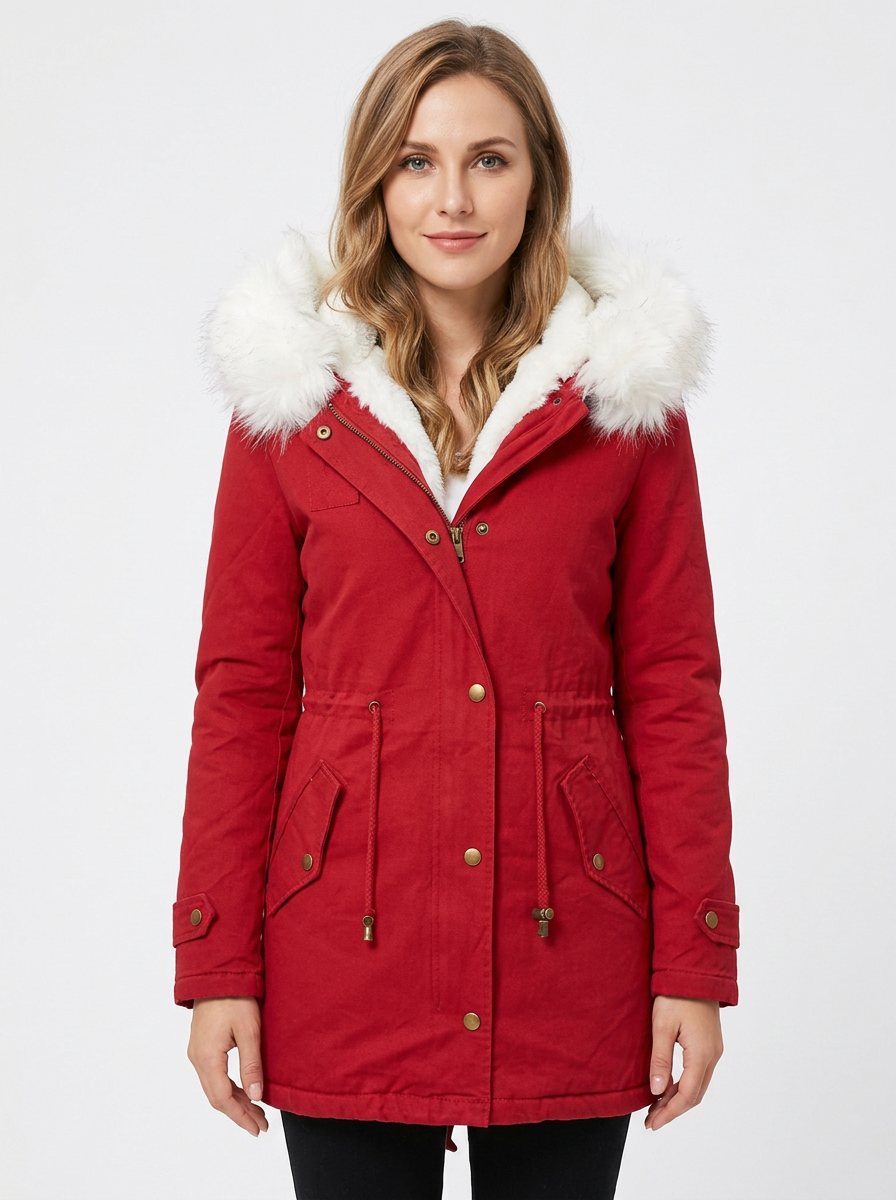 Women's Faux-Fur Hooded Parka Fleece-Lined Winter Coat
