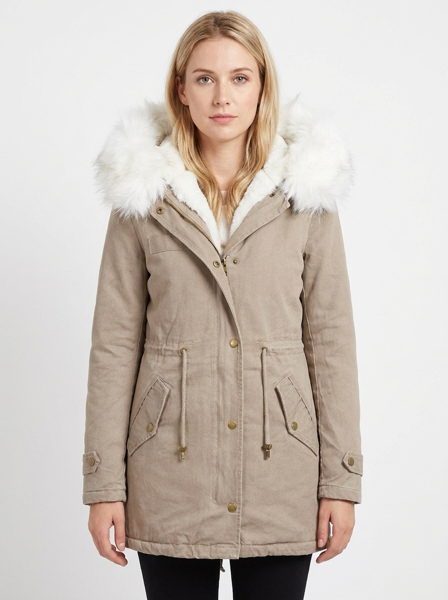 Women's Faux-Fur Hooded Parka Fleece-Lined Winter Coat