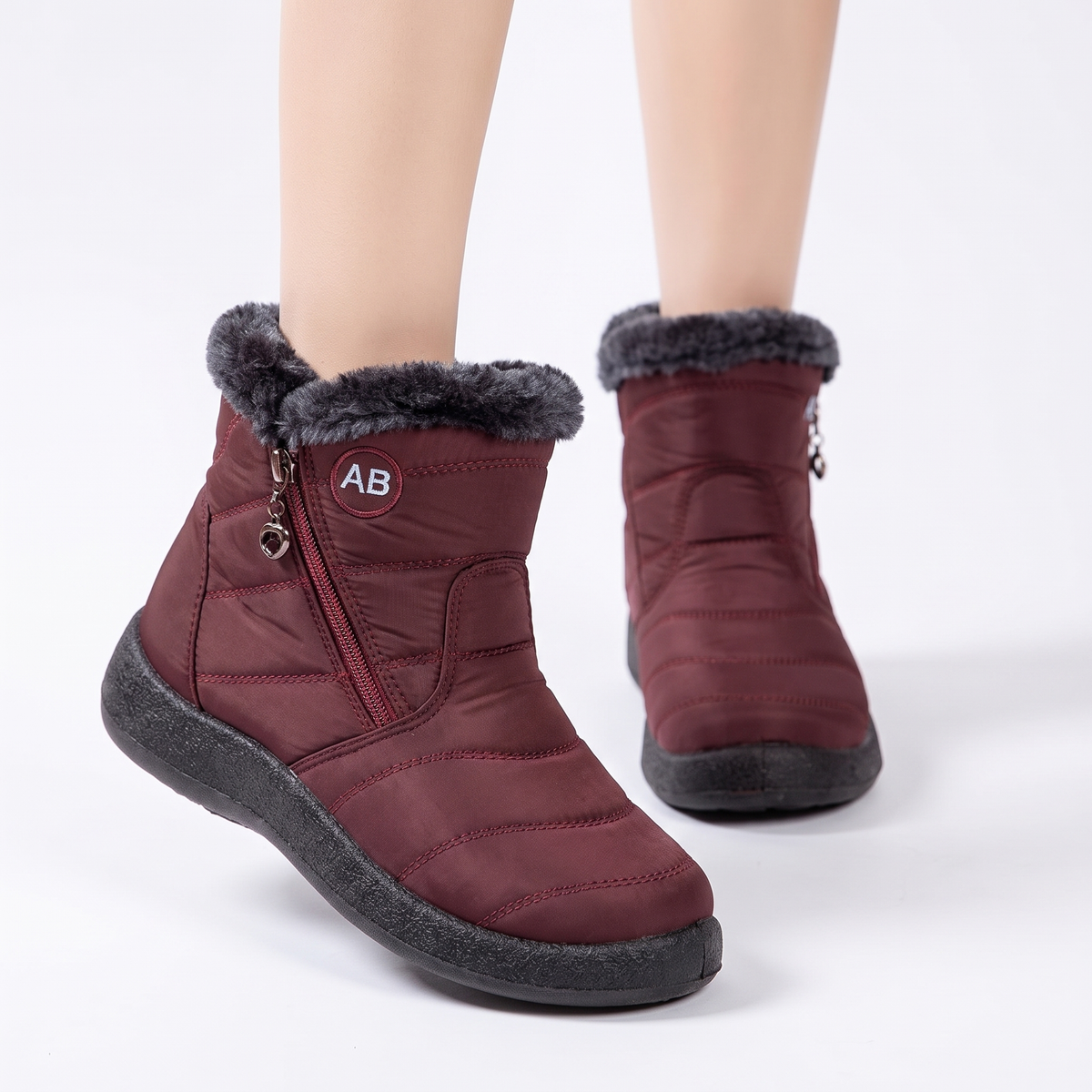 Women's Waterproof Winter Fleece Lined Ankle Snow Boots
