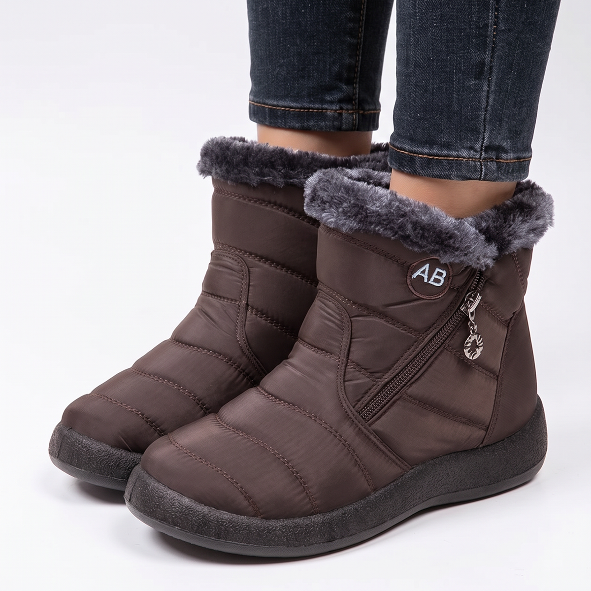 Women's Waterproof Winter Fleece Lined Ankle Snow Boots