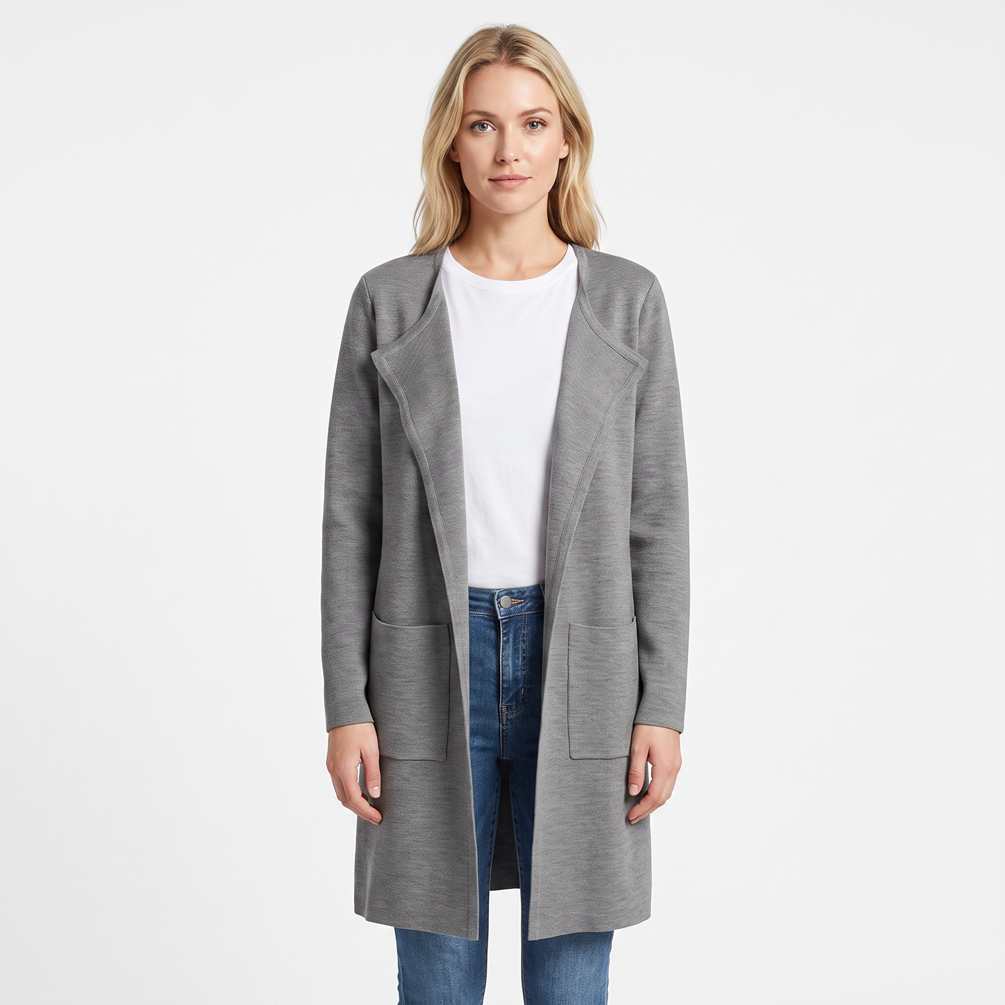 Women's Longline Open Front Cardigan Knit Coat With Pockets